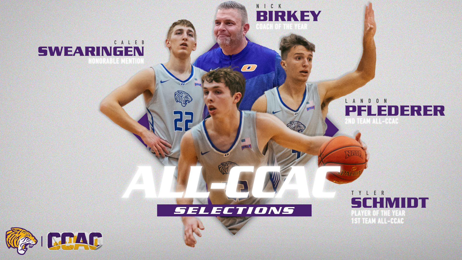 SCHMIDT CCAC PLAYER OF THE YEAR; ONE OF FOUR TIGERS RECOGNIZED