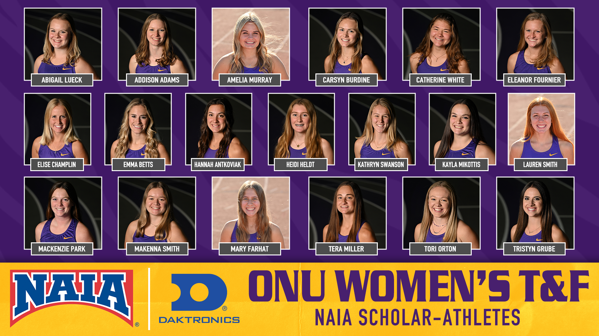 ONU WOMEN&rsquo;S TRACK & FIELD NAMES 19 NAIA SCHOLAR-ATHLETES