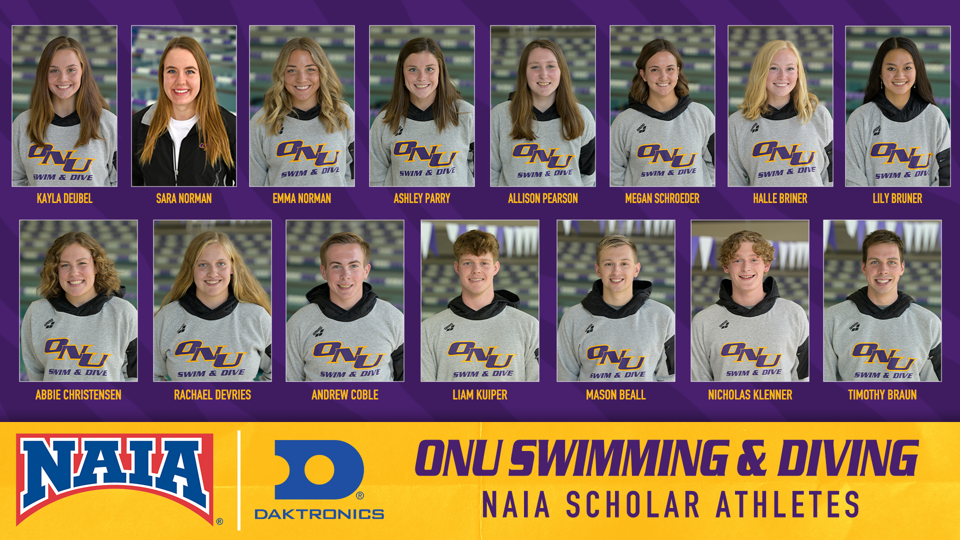 ONU SWIM & DIVE LANDS 15 NAMES ON NAIA SCHOLAR-ATHLETE HONOR ROLL