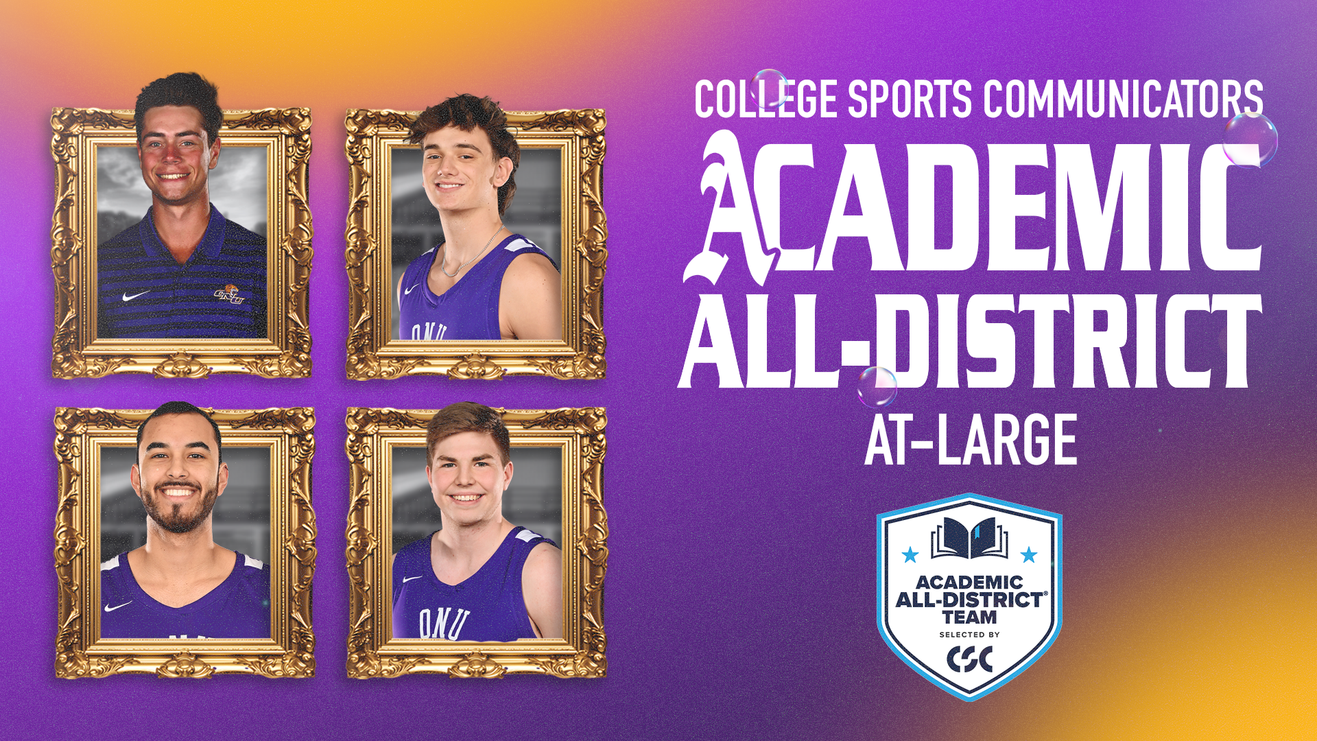 FOUR RECOGNIZED ON CSC ACADEMIC ALL-DISTRICT MEN'S AT-LARGE TEAM