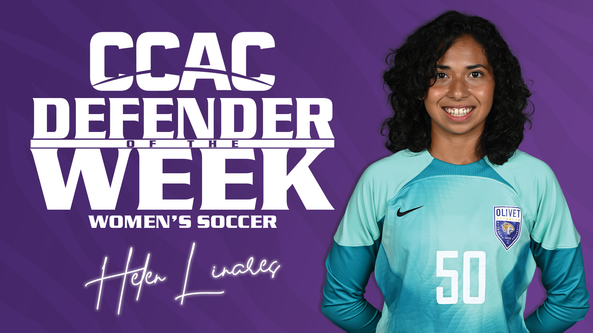 LINARES NAMED CCAC WOMEN&rsquo;S SOCCER DEFENSIVE PLAYER OF THE WEEK