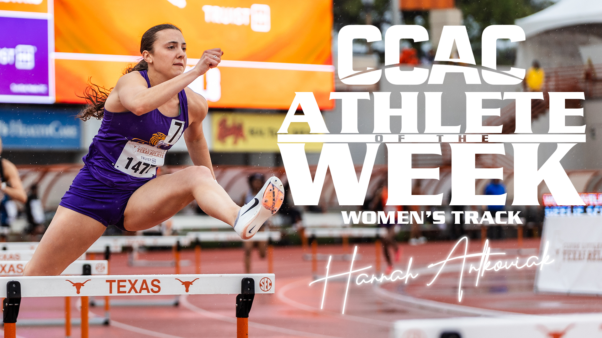 ANTKOVIAK COLLECTS FIRST CCAC WOMEN&rsquo;S OUTDOOR TRACK WEEKLY HONOR